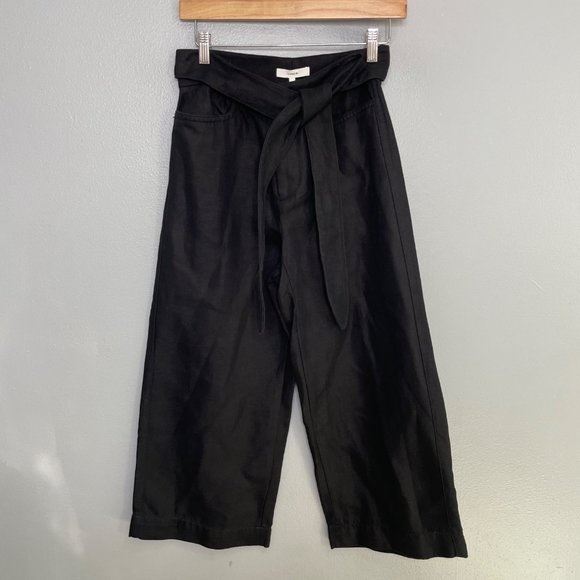 VINCE tie front wide leg trouser pants in black size 0 - Picture 1 of 6
